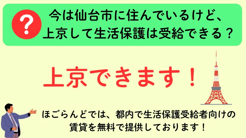 仙台市 生活保護 上京
