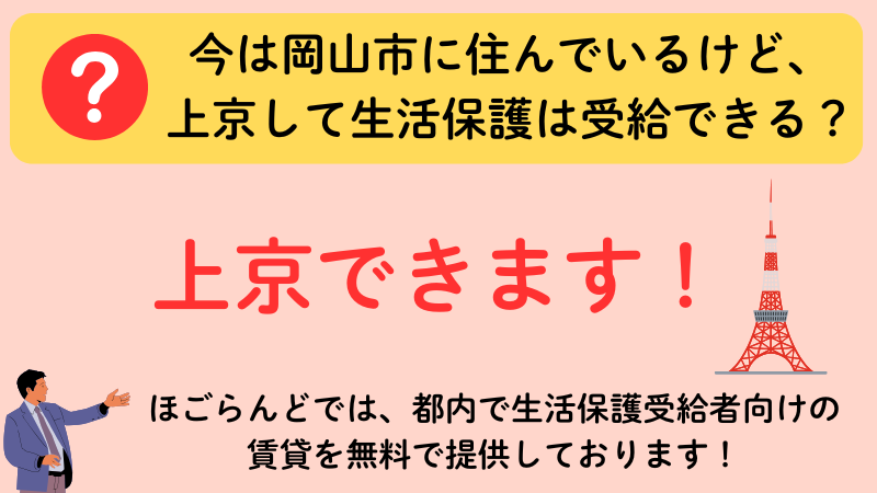 岡山市 生活保護 上京