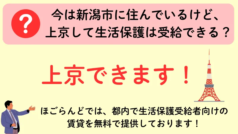 生活保護 新潟 上京